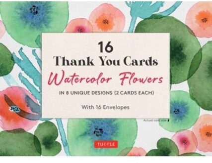 16 Thank You Cards Watercolor Flowers: 4 1/2 X 3 Inch Blank Cards In 8 Lovely Designs (2 Each) With - Tuttle Studio