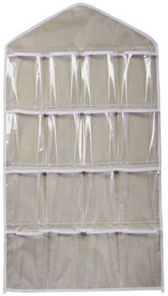 16 Zakken Clear Opknoping Organisatoren Tas Sokken Beha Ondergoed Rek Hanger Organizer Opknoping Muur Pouch Hang Organizer Bag Beige