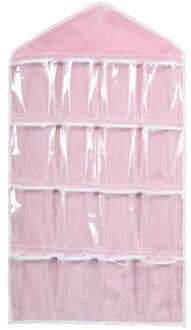 16 Zakken Clear Opknoping Organisatoren Tas Sokken Beha Ondergoed Rek Hanger Organizer Opknoping Muur Pouch Hang Organizer Bag roze