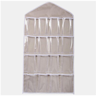 16 Zakken Clear Opknoping Tas Sokken Beha Ondergoed Rek Hanger Organizer Beige