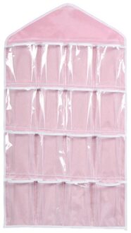 16 Zakken Clear Opknoping Tas Sokken Beha Ondergoed Rek Hanger Organizer roze