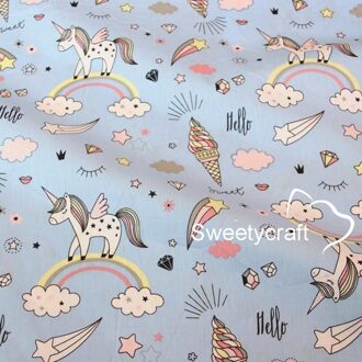 160*50Cm Sweet Eenhoorn Gedrukt Katoenen Doek Naaien Twill Quilten Stof Voor Patchwork Handwerken Diy Baby Kid Handgemaakte materiaal katoen kleding stof-1