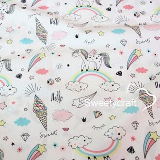 160*50Cm Sweet Eenhoorn Gedrukt Katoenen Doek Naaien Twill Quilten Stof Voor Patchwork Handwerken Diy Baby Kid Handgemaakte materiaal katoen kleding stof-2