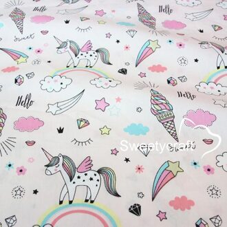 160*50Cm Sweet Eenhoorn Gedrukt Katoenen Doek Naaien Twill Quilten Stof Voor Patchwork Handwerken Diy Baby Kid Handgemaakte materiaal katoen kleding stof-3