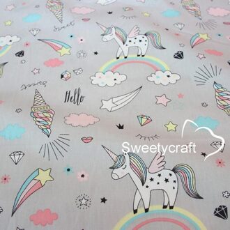 160*50Cm Sweet Eenhoorn Gedrukt Katoenen Doek Naaien Twill Quilten Stof Voor Patchwork Handwerken Diy Baby Kid Handgemaakte materiaal katoen kleding stof-4