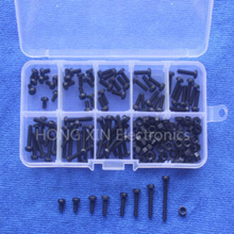 160 Stks Zwart Metric M3 5/6/8/10/12/15/18/25mm Nylon Schroeven Assortiment Stand-off Nylon Schroeven Bolt & Nuts Kit