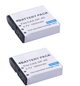 1600Mah NP-40 NP40 CNP-40 Batterij Voor Casio Exilim EX-Z600 EX-Z750 Z1000 Z1050 Z1080 FC100 FC150 P505 P600 P700 Camera 2 accu