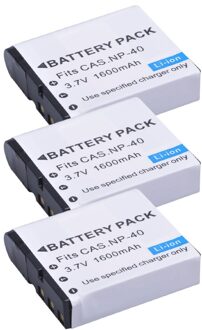 1600Mah NP-40 NP40 CNP-40 Batterij Voor Casio Exilim EX-Z600 EX-Z750 Z1000 Z1050 Z1080 FC100 FC150 P505 P600 P700 Camera 3 accu