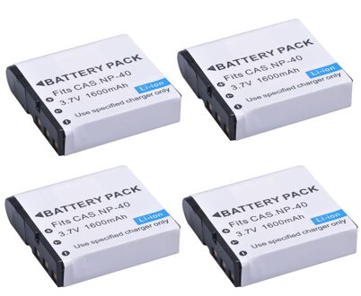 1600Mah NP-40 NP40 CNP-40 Batterij Voor Casio Exilim EX-Z600 EX-Z750 Z1000 Z1050 Z1080 FC100 FC150 P505 P600 P700 Camera 4 accu