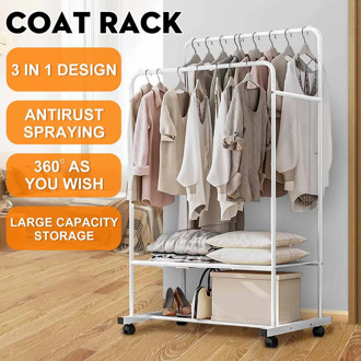 160cm Metal Coat Rack Indoor Simple Hanger Windproof Clothing Shelf Multifunction Floored Coat Stand Bedroom Clothes Hangers