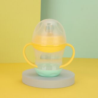 160Ml Babyvoeding Fles Met Deksel En Handvat Breed Kaliber Bpa Gratis Baby Water Fles Breed Kaliber Kinderen Leren beker Te Drinken geel groen