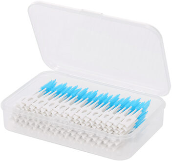 160Pcs Double-Ended Tandenstoker Dental Floss Interdentale Borstel Tanden Stick Mondhygiëne Gereedschap Zachte Siliconen Tand Picks Blauw