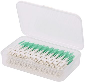 160Pcs Double-Ended Tandenstoker Dental Floss Interdentale Borstel Tanden Stick Mondhygiëne Gereedschap Zachte Siliconen Tand Picks groen