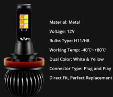 160W Autolichten 2 Stuks High Power 3030 Led-lampen Wit Amber Vervanging