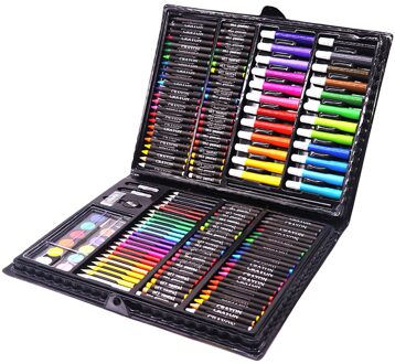 168 Stks/set Art Set Olie Pastelkrijt Kleurpotloden Marker Pennen Aquarel Verf Schilderij Tekening Kit Kerstcadeau Voor Kinderen zwart