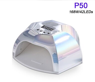 168W/48W Uv Led Lamp Voor Manicure Nail Droger 10S/30S/60S tijd Met Motion Sensor Instelling Curing Poly Gel Lamp P50-zilver