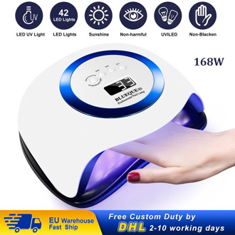 168W Nail Dryer 42 Leds UV Lamp Machine For Gel Polish With LED Display Smart Automatic Sensor 4 Timers Nail Art Tools