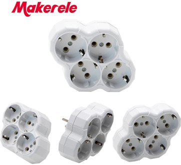 16A Power Adapter Expansion Socket EU Standard 250V 1 TO 4 Way German Style Plug Wireless Extended Socket MK-AJ-1C3EU-2