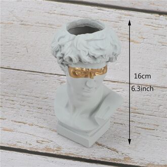 16Cm Hars Vaas Noord-europa Home Decoratie Make Borstel Opbergdoos Kleurrijke David Celebrity Pen Houder Standbeeld Sculptuur licht grijs