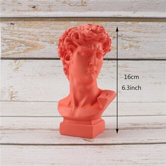 16Cm Hars Vaas Noord-europa Home Decoratie Make Borstel Opbergdoos Kleurrijke David Celebrity Pen Houder Standbeeld Sculptuur rood