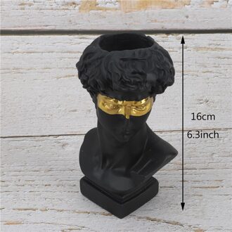 16Cm Hars Vaas Noord-europa Home Decoratie Make Borstel Opbergdoos Kleurrijke David Celebrity Pen Houder Standbeeld Sculptuur zwart