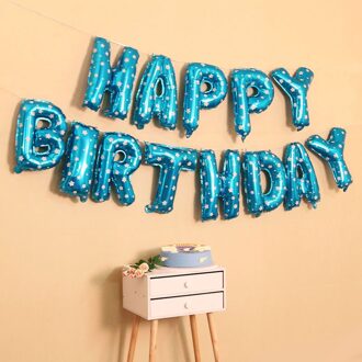 16Inch Gelukkige Verjaardag Brief Folie Ballonnen Jongen Meisje Verjaardagsfeestje Decoraties Kids Adult 10 18 20 21 30 40 50 Alfabet Lucht Bal blauw 2
