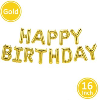 16Inch Gelukkige Verjaardag Brief Folie Ballonnen Jongen Meisje Verjaardagsfeestje Decoraties Kids Adult 10 18 20 21 30 40 50 Alfabet Lucht Bal goud