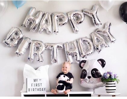 16Inch Gelukkige Verjaardag Brief Folie Ballonnen Jongen Meisje Verjaardagsfeestje Decoraties Kids Adult 10 18 20 21 30 40 50 Alfabet Lucht Bal zilver
