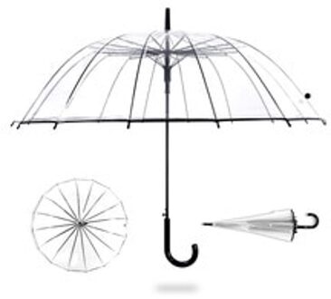 16K Lange handvat Transparante Paraplu Eenvoudige Mode Voorkomen Wind Regen Veertien Paraplu Botten Automatische Transparante Paraplu