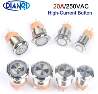 16mm 19mm 22mm heavy duty 3-6V 12-24V 110-220V 10A high current waterproof control Momentary Latching push button switch
