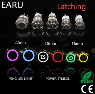 16mm 19mm 22mm High Head Metal Push Button Switch Waterproof LED Light 1NO 1NC Latching Fixation Locking Slef-lcok Power 5V 12V