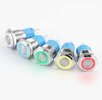 16mm 19mm 22mm metal push button switch power button LED light Waterproof Flat circular button 3v 6v 12v 24v 110v 220v ip65