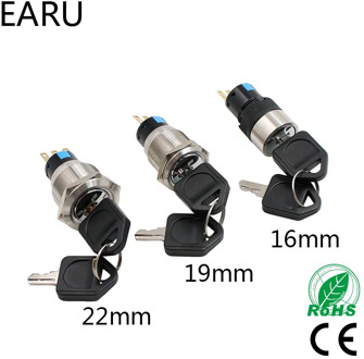 16mm 19mm 22mm Waterproof Stainless Steel Lock Key Knob Rotary Switch 5A 250V Changeover Power Switch ON OFF 2 3 Positions