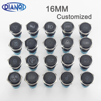 16mm Alumina metal Led logo light latching fixed button switch customizable car speaker horn buttonswitch Momenary/Latching