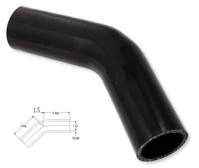 16mm SILICONEN ELLEBOOG 15 GRADEN BOCHT SLANG 3ply zwart