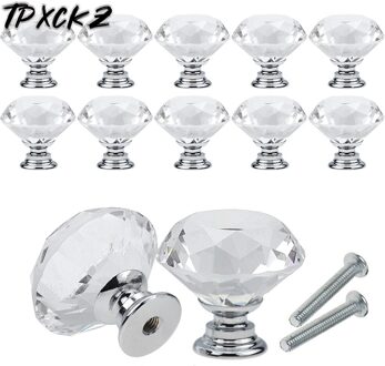 16Pcs 40Mm Diamant Vorm Crystal Glass Knoppen Kast Lade Pull Keukenkast Deur Kledingkast Handles Hardware