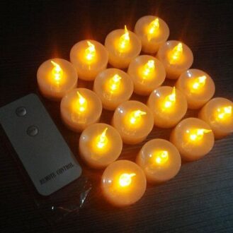 16Pcs Amber Afstandsbediening Led Elektronische Kaars Licht/Geel Led Tea Lights/Romantische Afstandsbediening Elektronische Kaars licht geel afgelegen