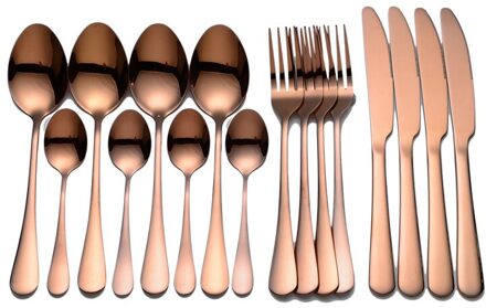 16Pcs Bestek Westerse Wit Goud Serviesje Servies Gouden Mes Vork Lepel Set Box Rvs Bestek Set zwart ROSEGOLD