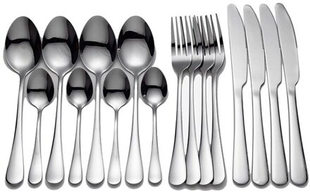 16Pcs Bestek Westerse Wit Goud Serviesje Servies Gouden Mes Vork Lepel Set Box Rvs Bestek Set zwart zilver