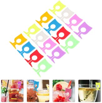 16Pcs Cup Vorm Glas Bedels Identifier Siliconen Festival Cup Borden