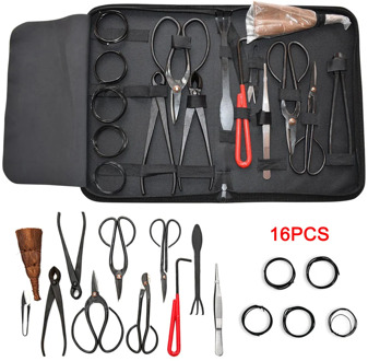 16Pcs garden bonsai trimming kit carbon steel kit scissors and versatile nylon toolbox LB88