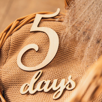 16pcs Handmade Baby Milestone Card Wood Chips Numbers Engraved Bathing Gift Newborn Photography Props Set Commemorative Card