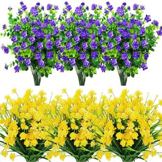 16Pcs Kunstbloemen Outdoor Uv-bestendig Struiken Planten Voor Opknoping Planter Thuis Bruiloft Veranda Raam Decor