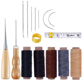 16Pcs Leer Naaien Schoenen Reparatie Tool Sets Priem Hand Stiksels Taper Leathercraft Naald Tool Kit Lederen Ambachtelijke Naaien Leveringen