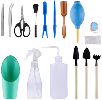 16Pcs Mini Tuingereedschap Hand Set Succulent Transplanteren Gereedschap Combinatie Van Bloem Verpakking Transplantatie Miniatuur Planten