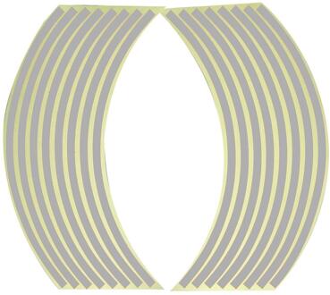 16Pcs Motorfiets Auto Wiel Sticker Voor 16-18 Inchs Wiel Ring Velg Band Reflecterende Stickers Voor Yamaha Honda suzuki Kawasaki Bmw zilver