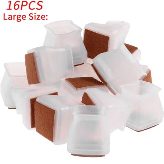 16Pcs Siliconen Stoel Been Protector Meubilair Been Caps Tafel Voet Cover Pad Vloer Bescherming Antislip Tafel Stoel onderkant Voet Mat wit groot