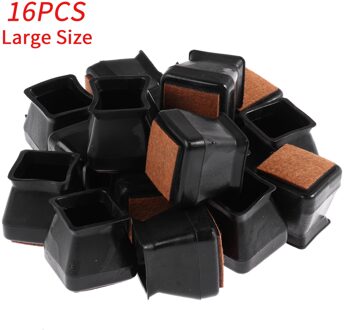 16Pcs Siliconen Stoel Been Protector Meubilair Been Caps Tafel Voet Cover Pad Vloer Bescherming Antislip Tafel Stoel onderkant Voet Mat zwart groot