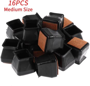 16Pcs Siliconen Stoel Been Protector Meubilair Been Caps Tafel Voet Cover Pad Vloer Bescherming Antislip Tafel Stoel onderkant Voet Mat zwart medium