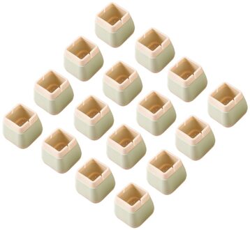 16Pcs Siliconen Tafel Stoel Voeten Cover Floor Protector Meubilair Been Anti-Kras licht groen / plein